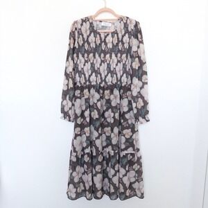 Mad About Style Jilly Box Womens‎ Dress Size L Brown Floral Tiered Boho Cottage